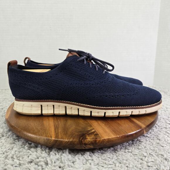 Cole Haan ZeroGrand Stitchlite Marine Blue Wingtip Casual Daily Oxford Mens 11 M - Picture 3 of 14
